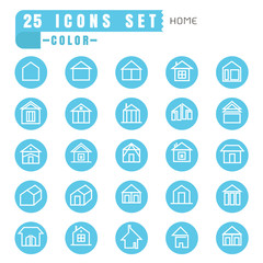 icons home color thin white in the circle blue on white backgrou