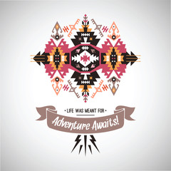 Vector colorful decorative element on native ethnic style