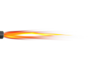 The sparks from the gun on a white background.