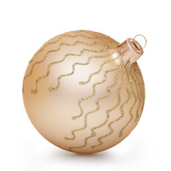 Gold christmas ball isolated on white background