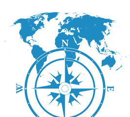 Obraz premium Infographic world map with compas