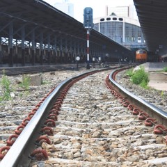Fototapeta premium dark blurred train station in Bangkok,Thailand