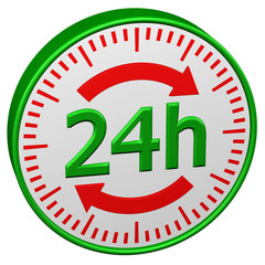 Concept: Opening hours sign. 3D rendering.