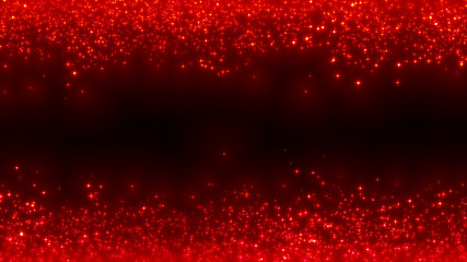 festive twinkling stars in shades of red above and below a darker space in the centre