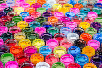 Colorful water color in bottles
