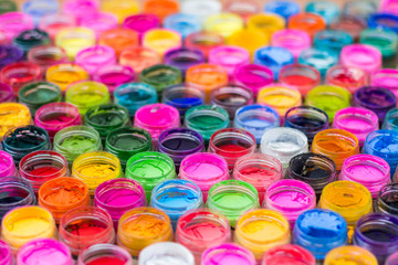 Colorful water color in bottles