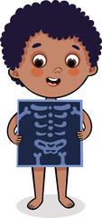 Cute cartoon boy with x-ray screen.
