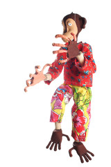 Marionette,  decorated monkey, isolated on white background.