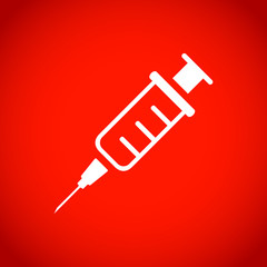 Injection syringe flat icon vector for medical apps and websites