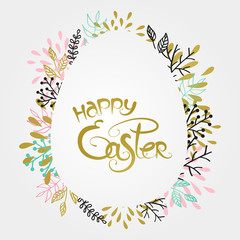 Happy Easter floral vector background. Card template - 122503766