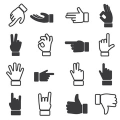Obraz premium Hand icons in different positions. Vector set.