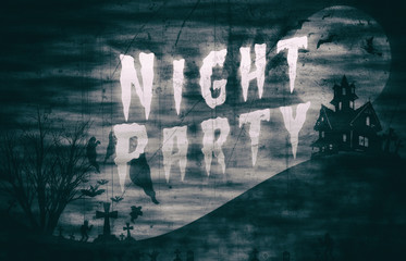 Fototapeta na wymiar illustrator Halloween design : Landscape horror with Night Party message for halloween background.