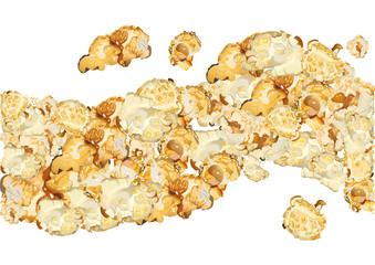 Popcorn isolated on white background. Seamless texture