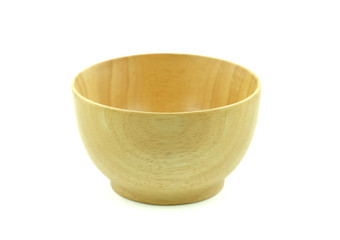 Woodbowl on white background.