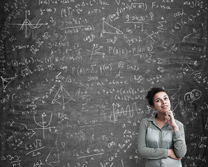 African American woman solving a difficult problem