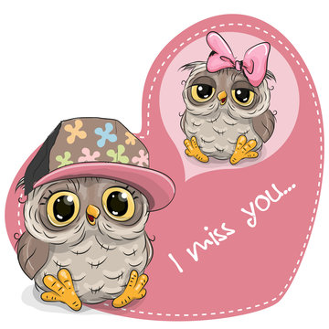 Greeting card Cute Dreaming Owl