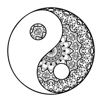 recommend clip art: A circular pattern in the form of a mandala. Yin-yang decorative symbol. Ancient sign of a hormone. Mehndi style. Decorative pattern in oriental style. Henna tattoo pattern in Indian style.