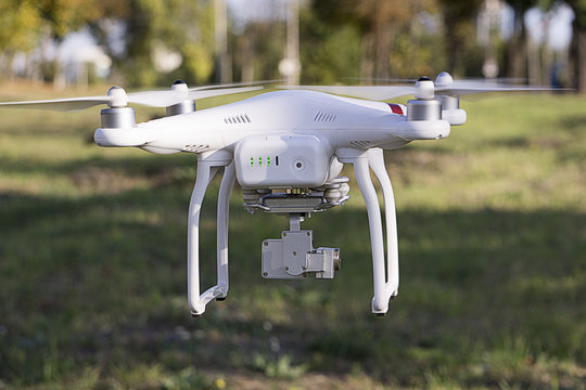 Drone quadrocopter with high resolution digital camera. 