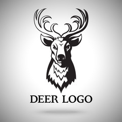 Vector logo template with black deer head. For labels, sport teams, badges etc.