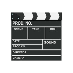 Black opened clapperboard.