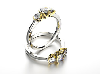 3D illustration of gold Ring. Jewelry background. Fashion access