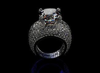 Obraz na płótnie Canvas 3D illustration of gold Ring. Jewelry background. Fashion access