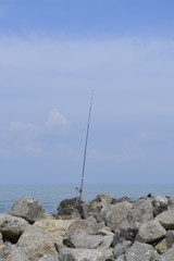 Angel auf Fels / Ausblick Panorama / Italien / Adria / Bibione