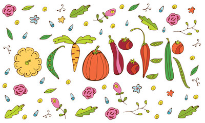 October lettering with vegetables