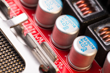 Closeup electronic circuit board background