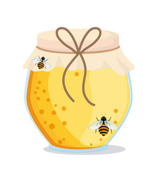 Honeycomb and bees icon. Honey healthy and organic food theme. Colorful design. Vector illustration