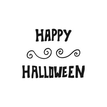 Happy Halloween card with hand lettering. 