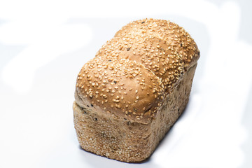whole wheat breads isolated on a white background.