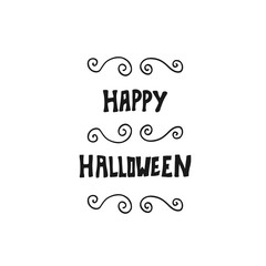 Happy Halloween card with hand lettering. 