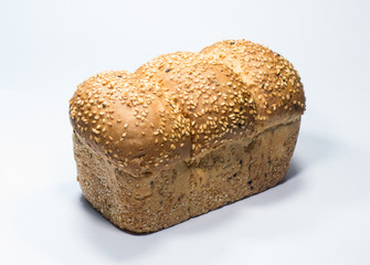 whole wheat breads isolated on a white background.