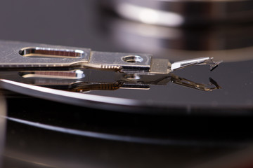 Macro shot of hard disk