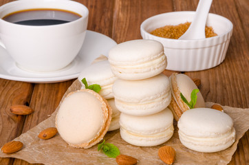 French traditional dessert macarons with vanilla and white chocolate cream