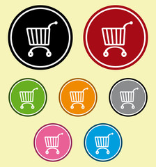 Shopping cart collection icon colorful set

