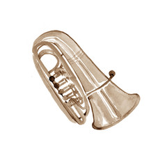 Watercolor copper brass band tuba