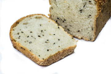 whole wheat breads isolated on a white background.
