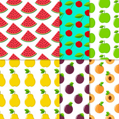 Seamless patterns set from fruit: