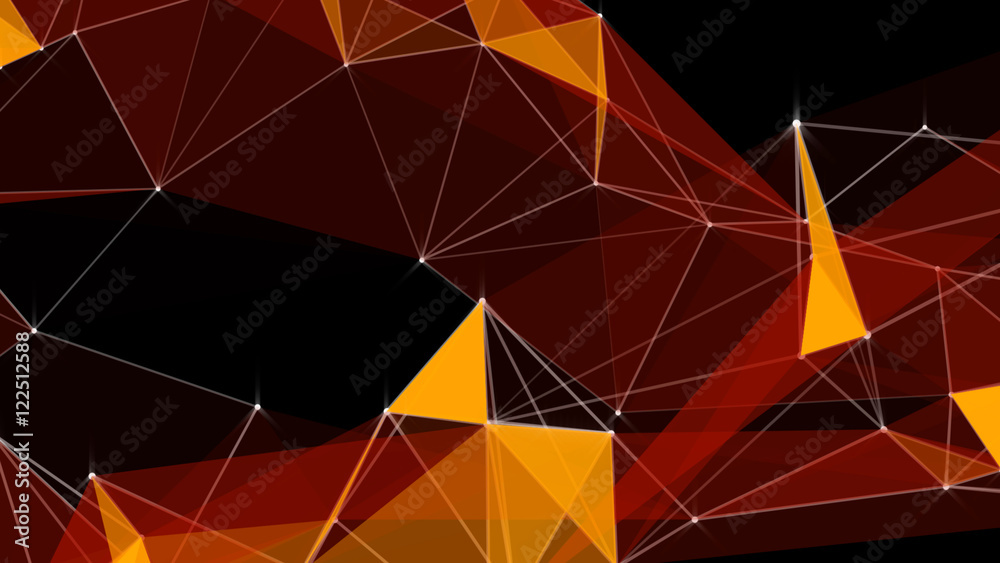 Poster dark abstract technology futuristic network - fantasy plexus background. 3d rendering