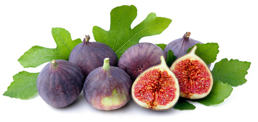 Fresh figs  with leaves.