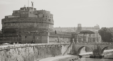 Rome Italy Castel Sant Angelo and Tiber river