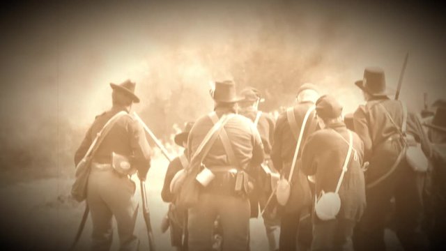 Civil War soldiers in the heat of pitched battle (Archive Footage Version)