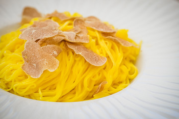 White truffle on tajarin pasta of Piedmont