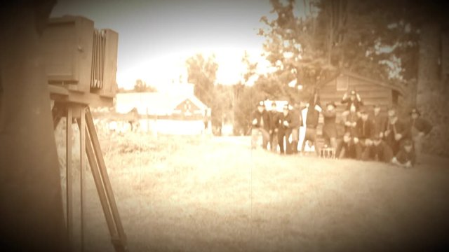 Civil War soldiers posing for a tintype photo (Archive Footage Version)