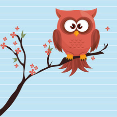 owl orange tree leaves orange vector illustration eps 10