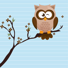 owl brown tree leaves brown vector illustration eps 10