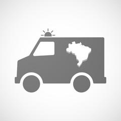 Isolated ambulance icon with  a map of Brazil