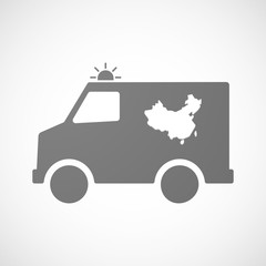 Isolated ambulance icon with  a map of China